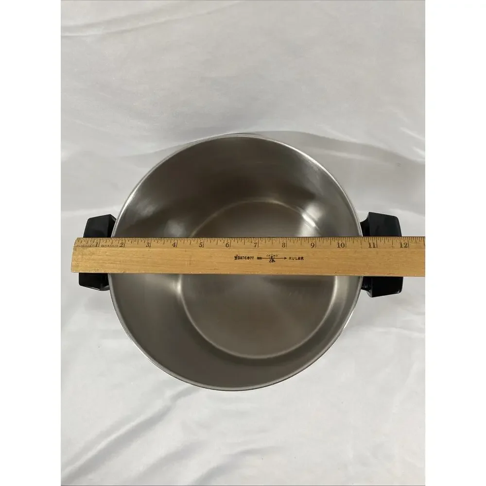 Revere Ware Stainless Steel 8 Qt Quart Stock Pot 91 Lid Tri Ply Disc Bottom USA
